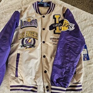 NBA Los Angeles Lakers Purple and Cream Bomber Jacket